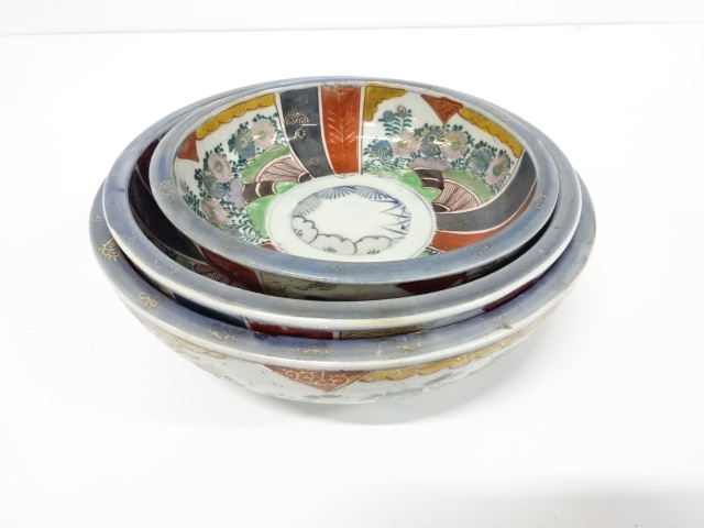 古伊万里　色絵　三ツ重　大鉢